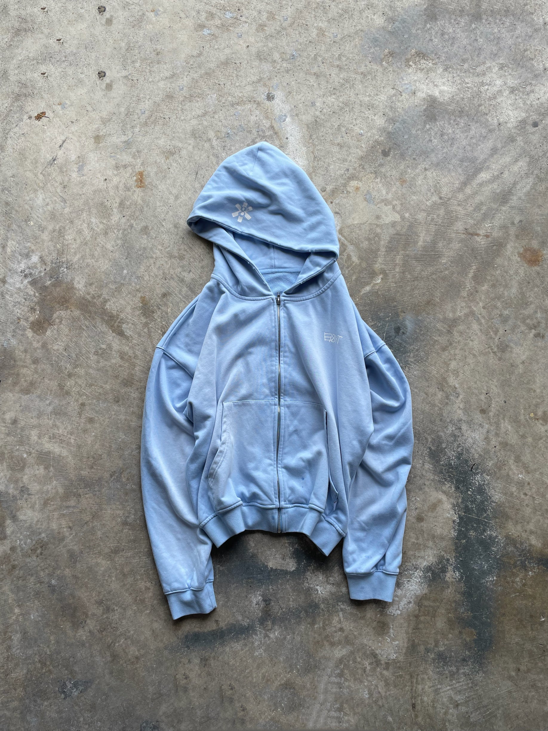 SUN FADED BLUE ZIP-UP HOODIE