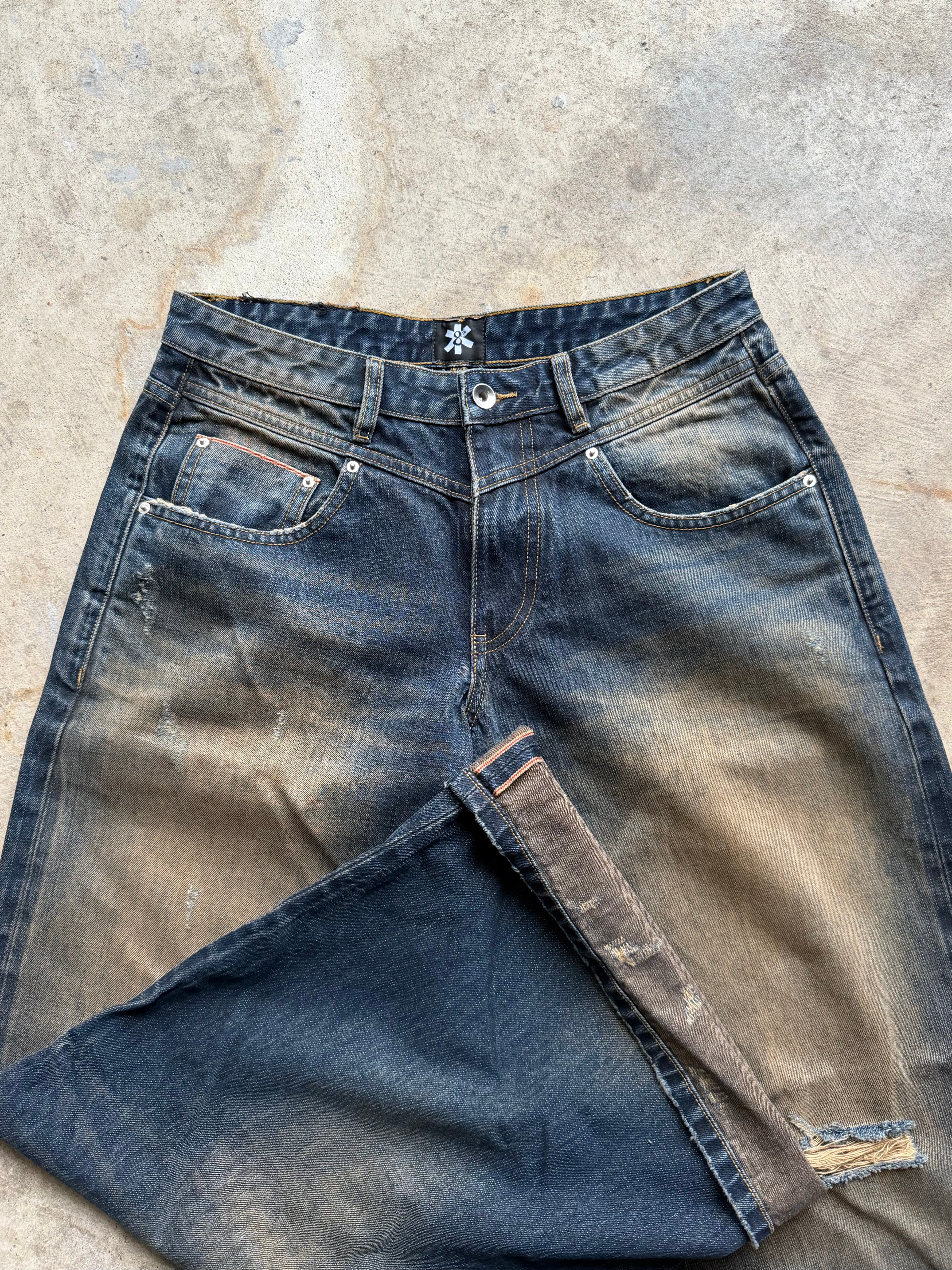 Distressed Blue Selvedge Denim