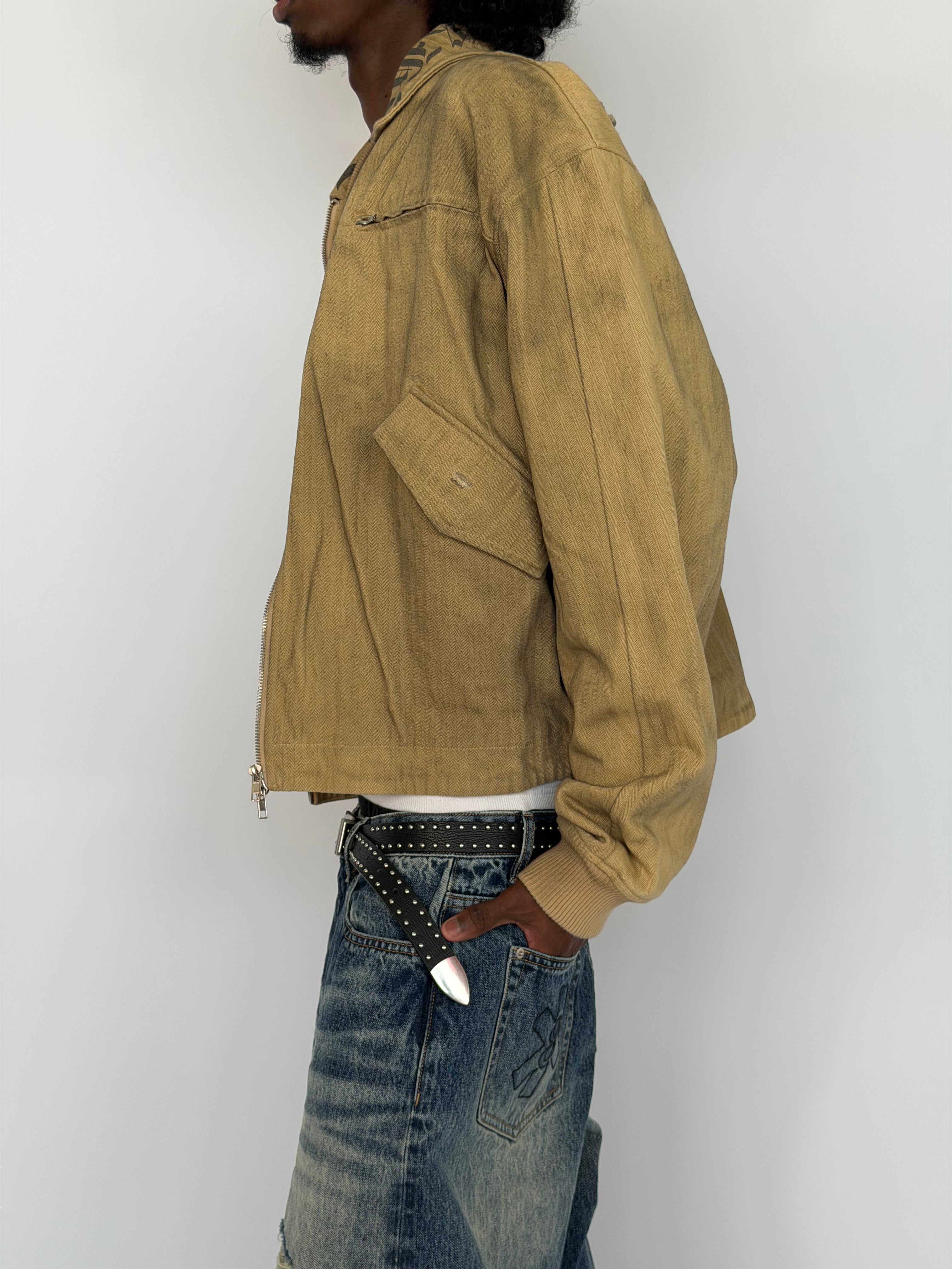 DISTRESSED POTATO SACK JACKET