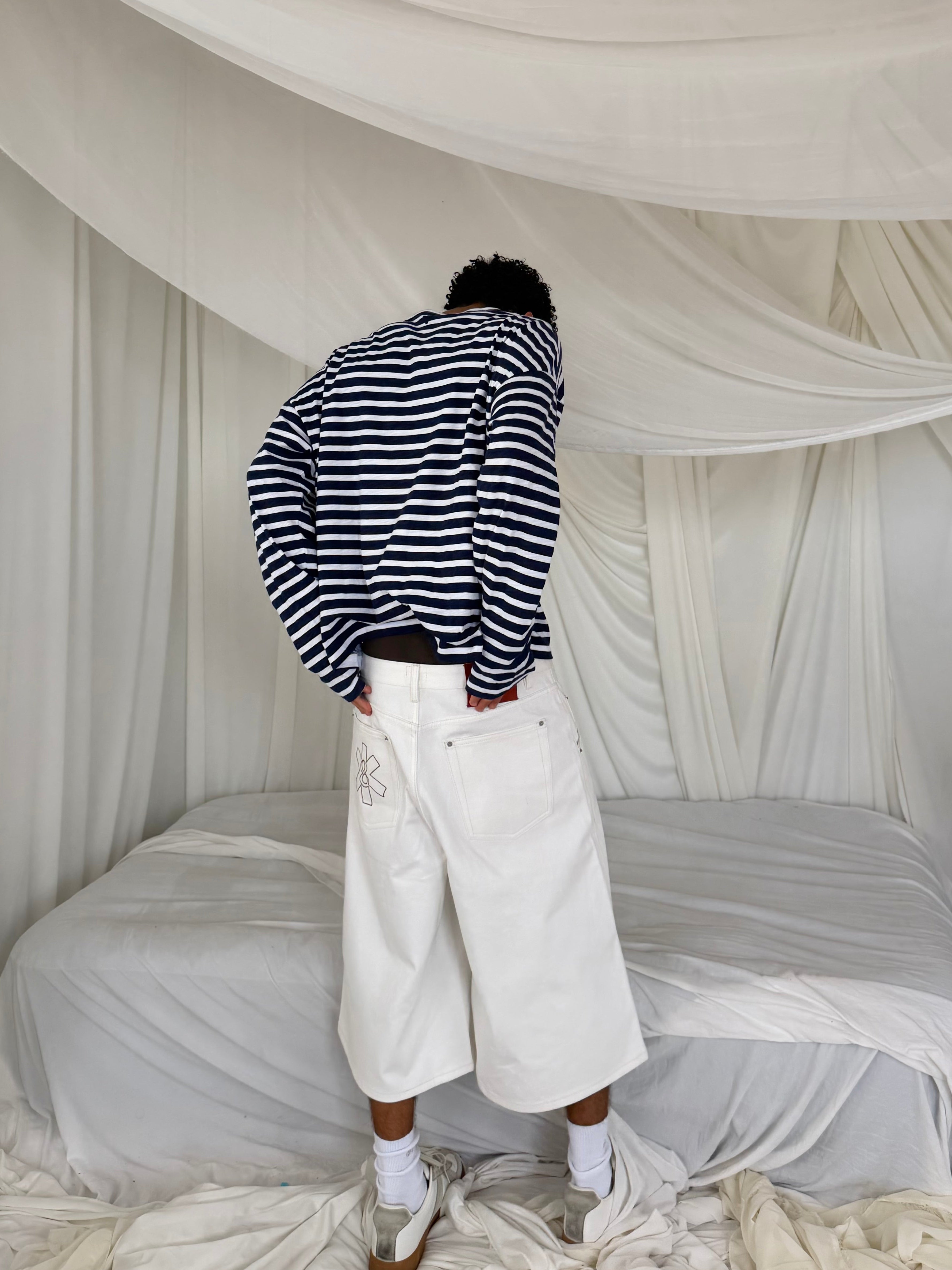 NAVY STRIPED SLUB LONG SLEEVE