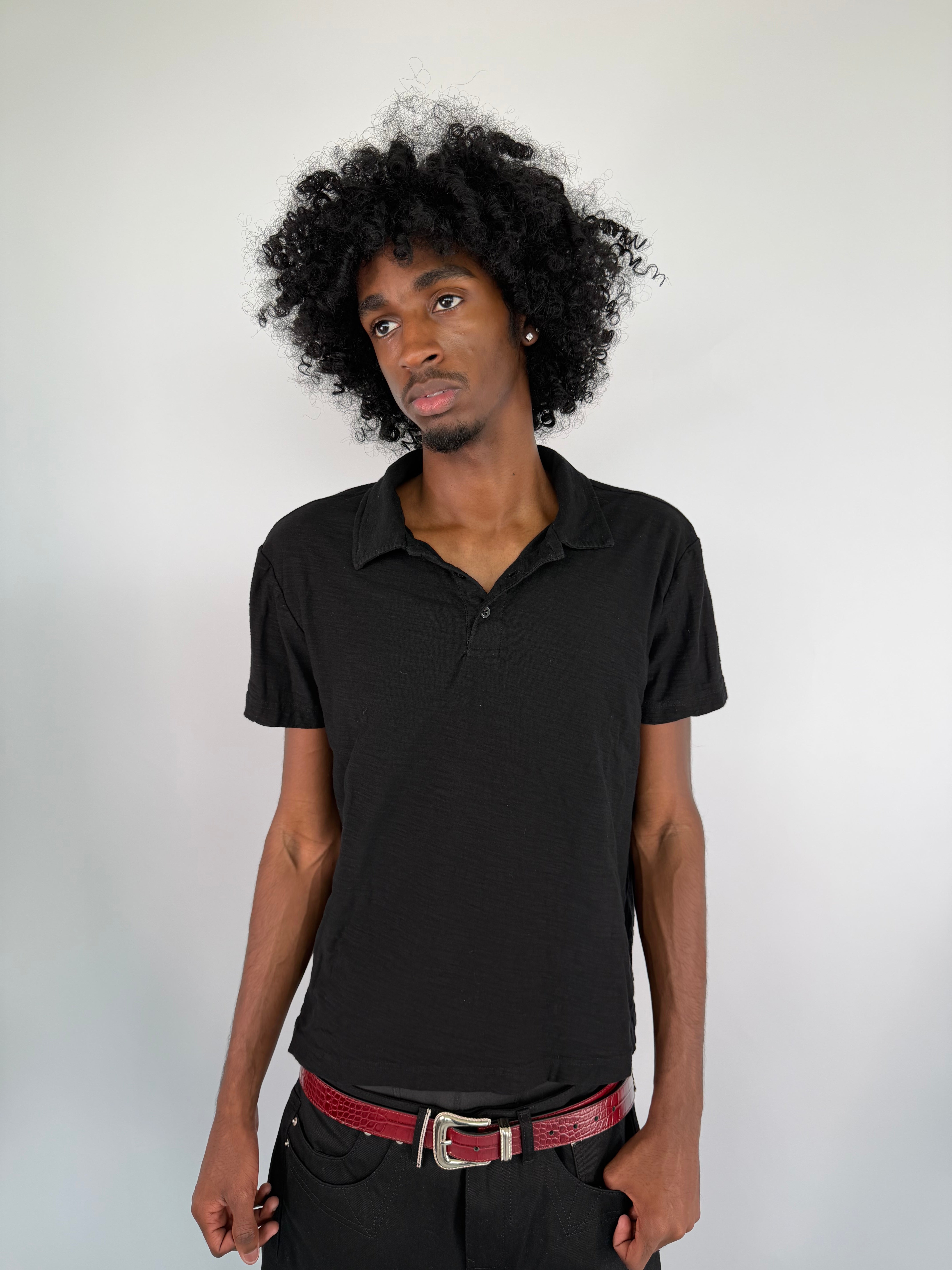 BLACK SLUB POLO
