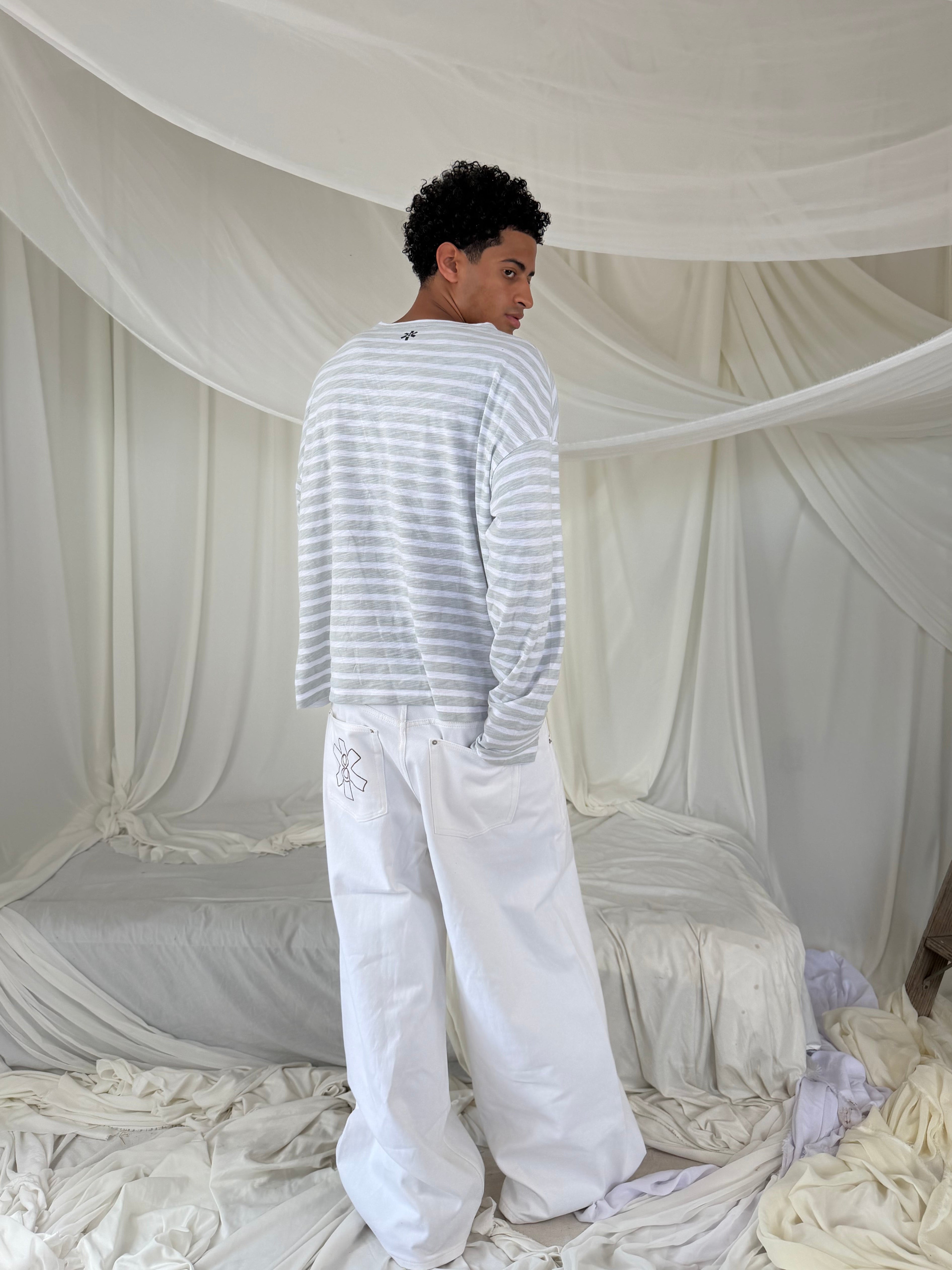GREY STRIPED SLUB LONG SLEEVE