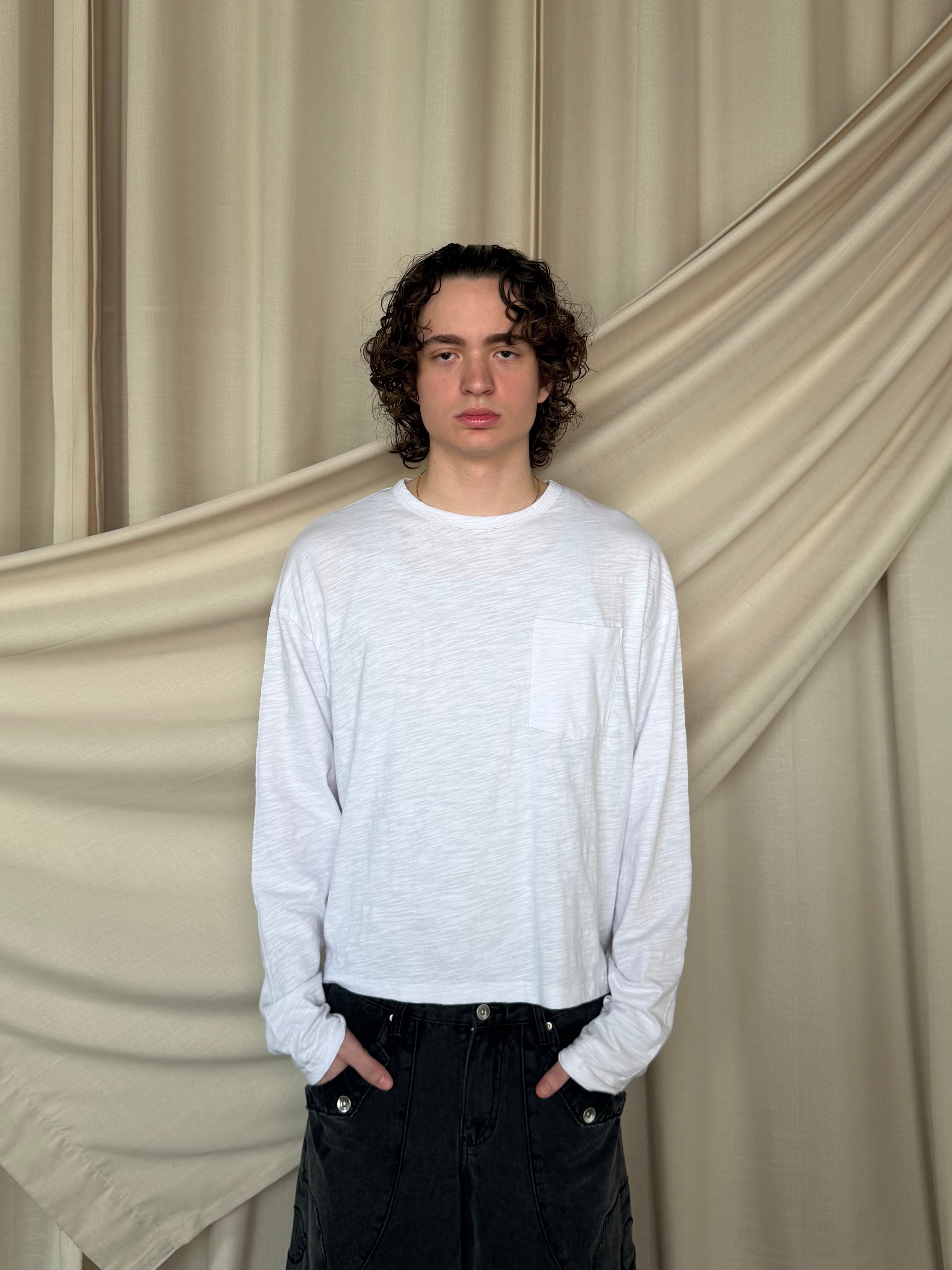 WHITE POCKET SLUB LONGSLEEVE