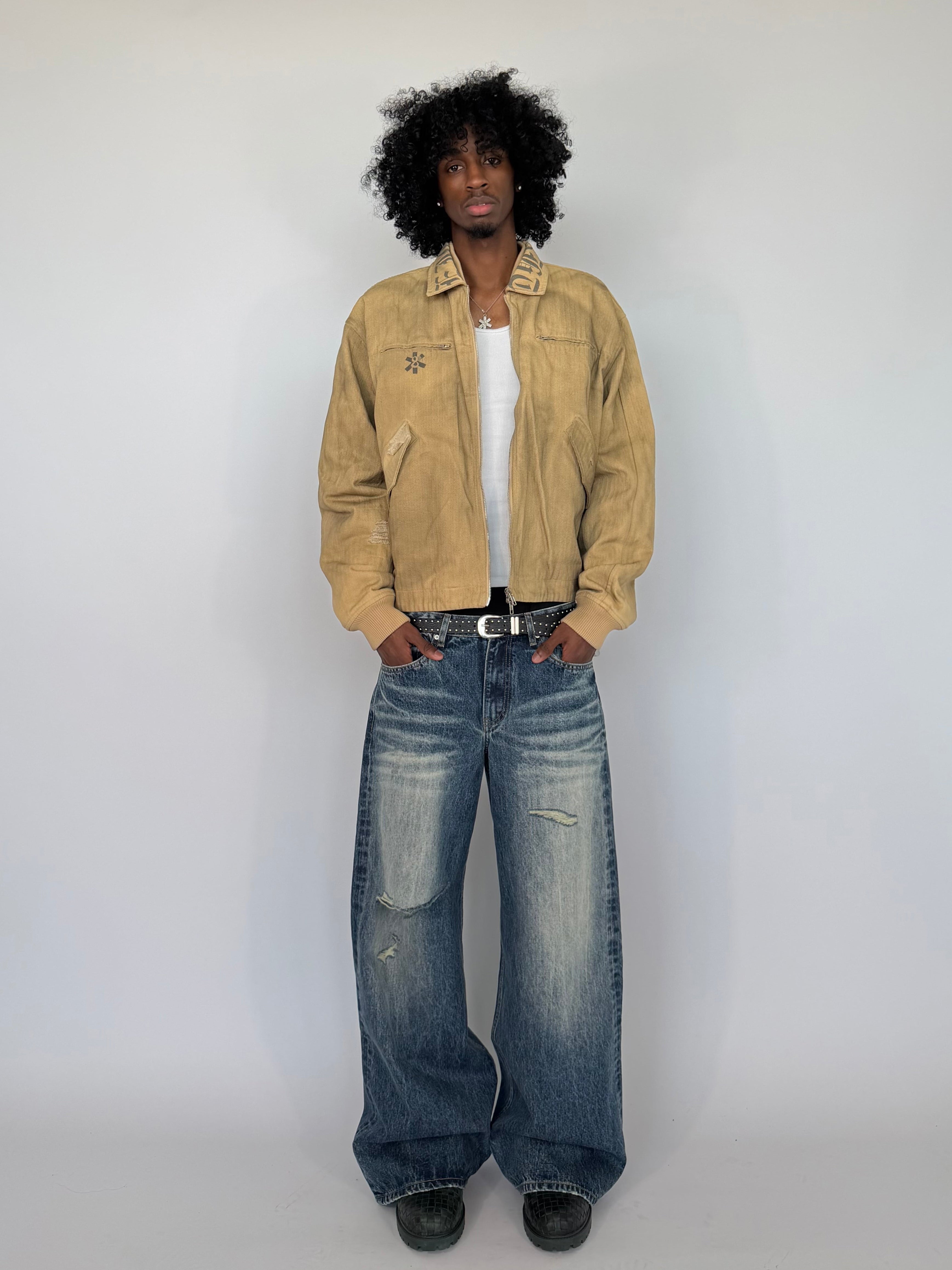 DISTRESSED POTATO SACK JACKET