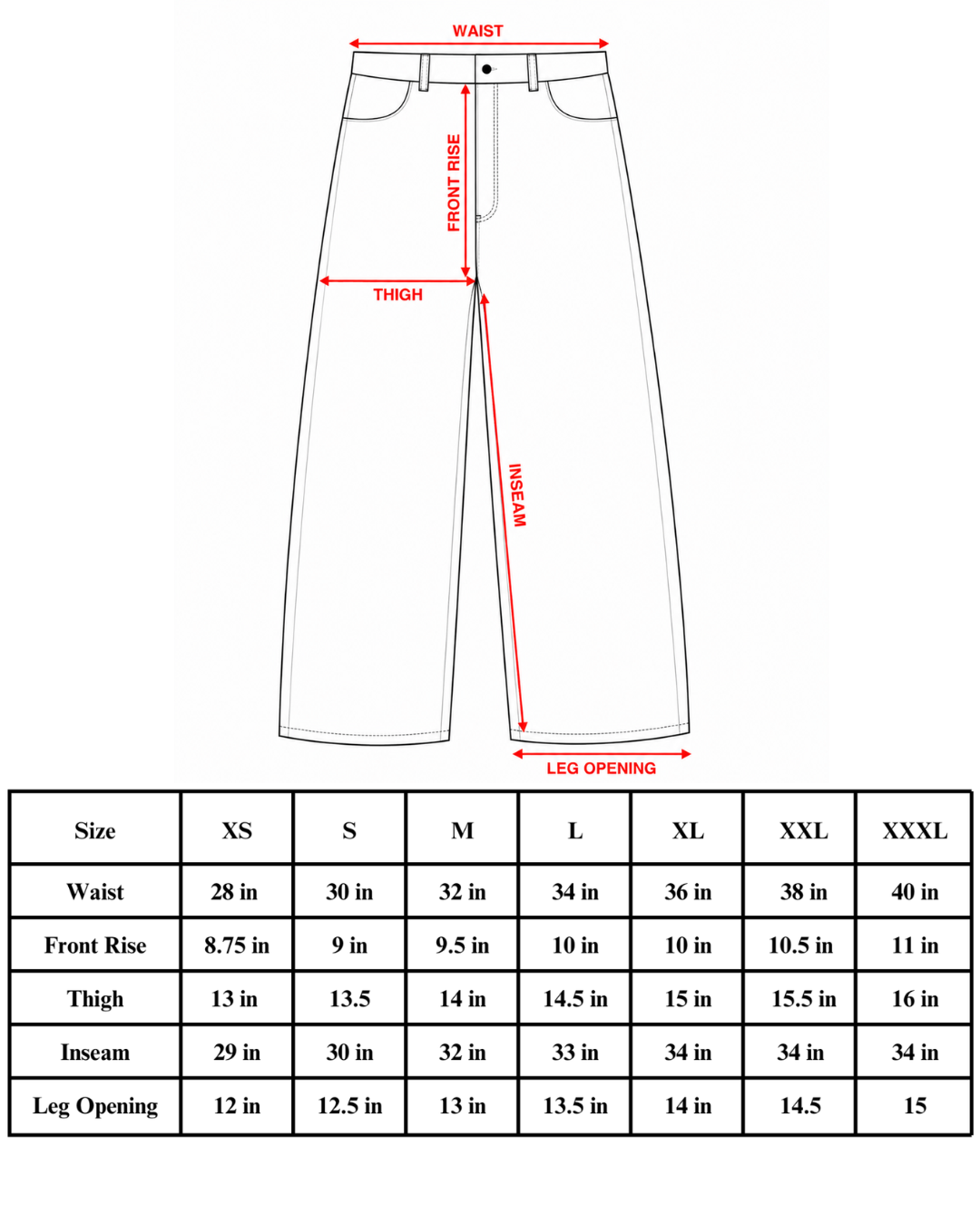 Size chart
