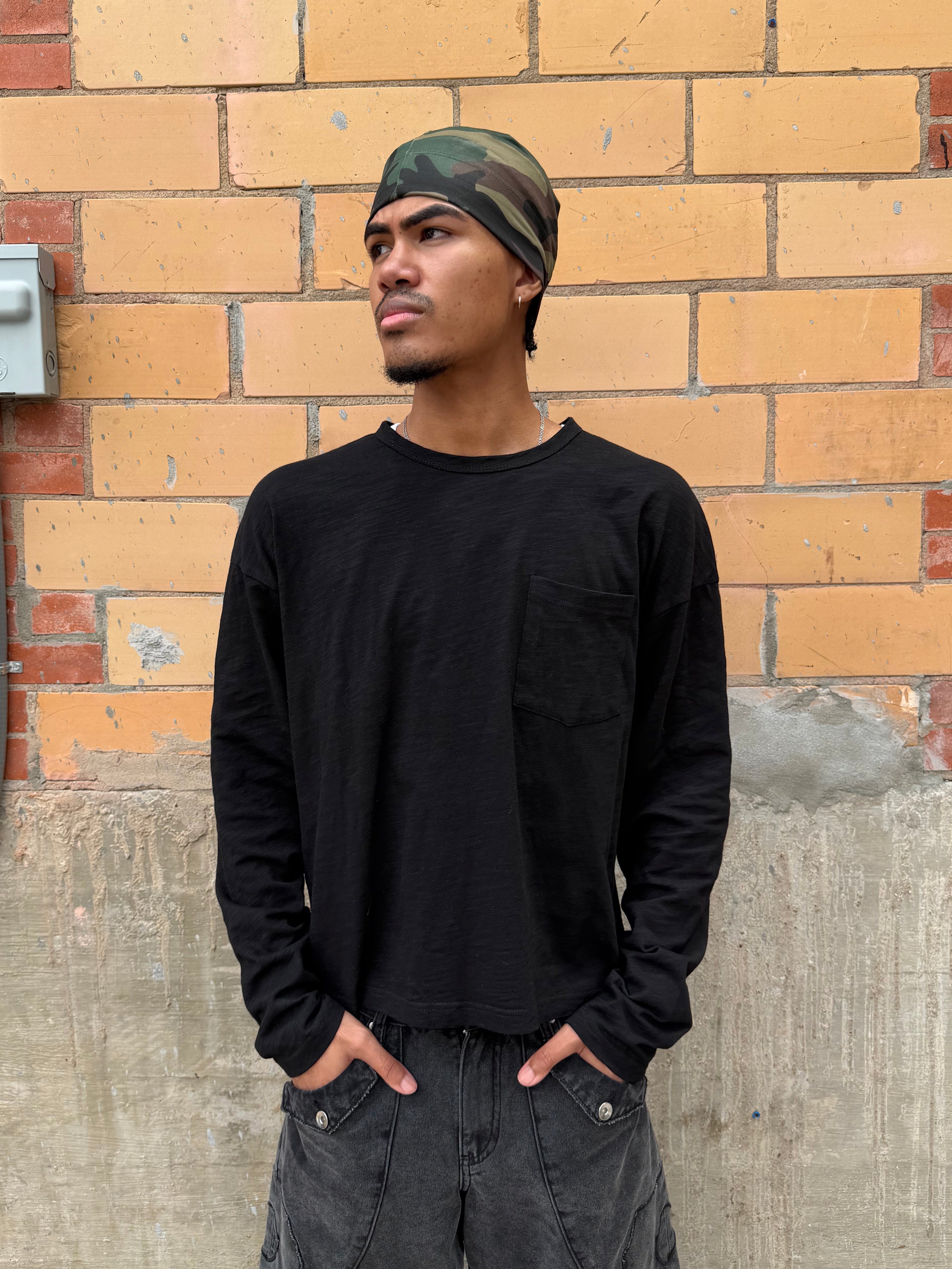 BLACK POCKET SLUB LONGSLEEVE