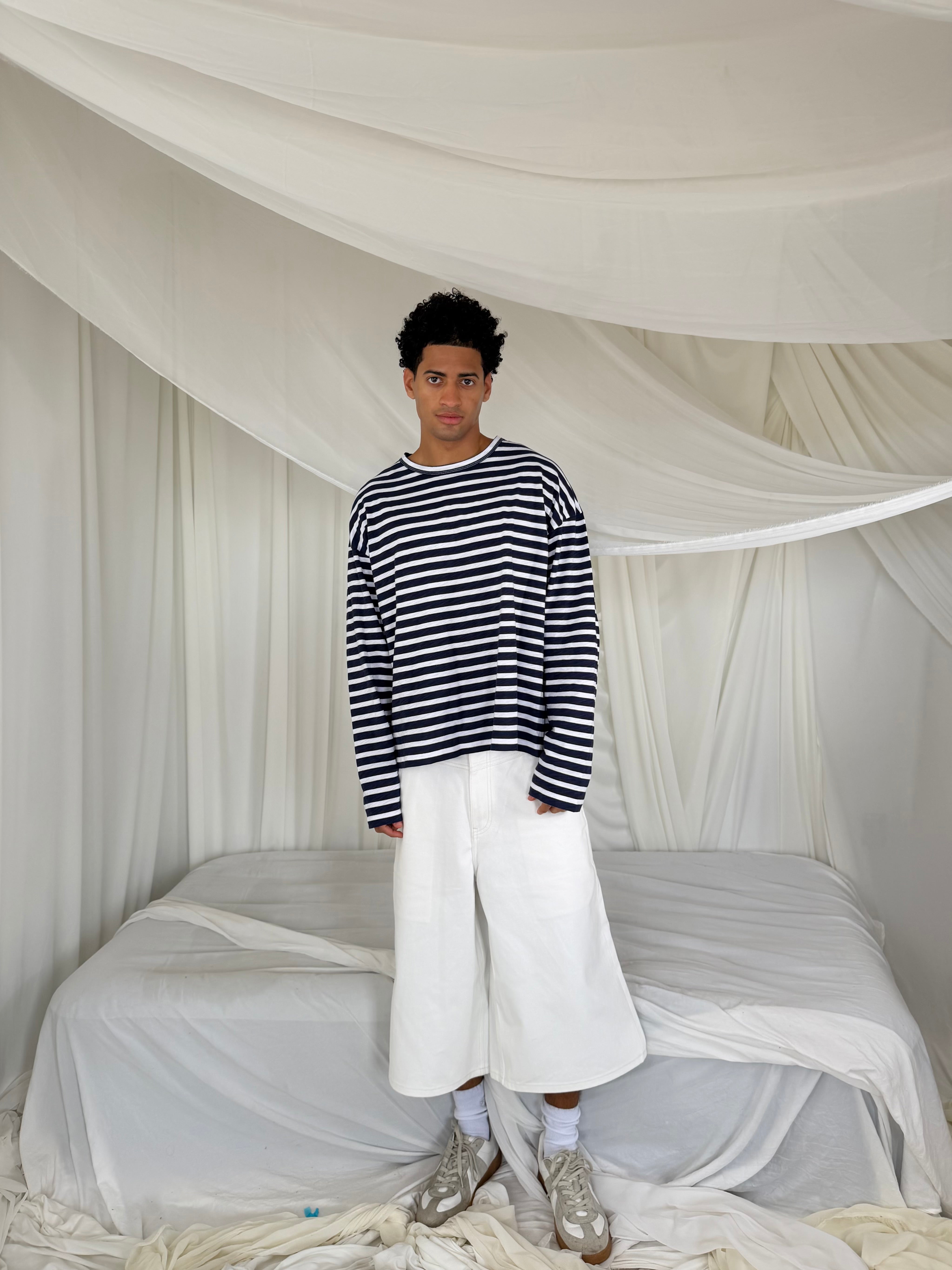 JAPANESE SELVEDGE DENIM JORTS (CREAM/WHITE)