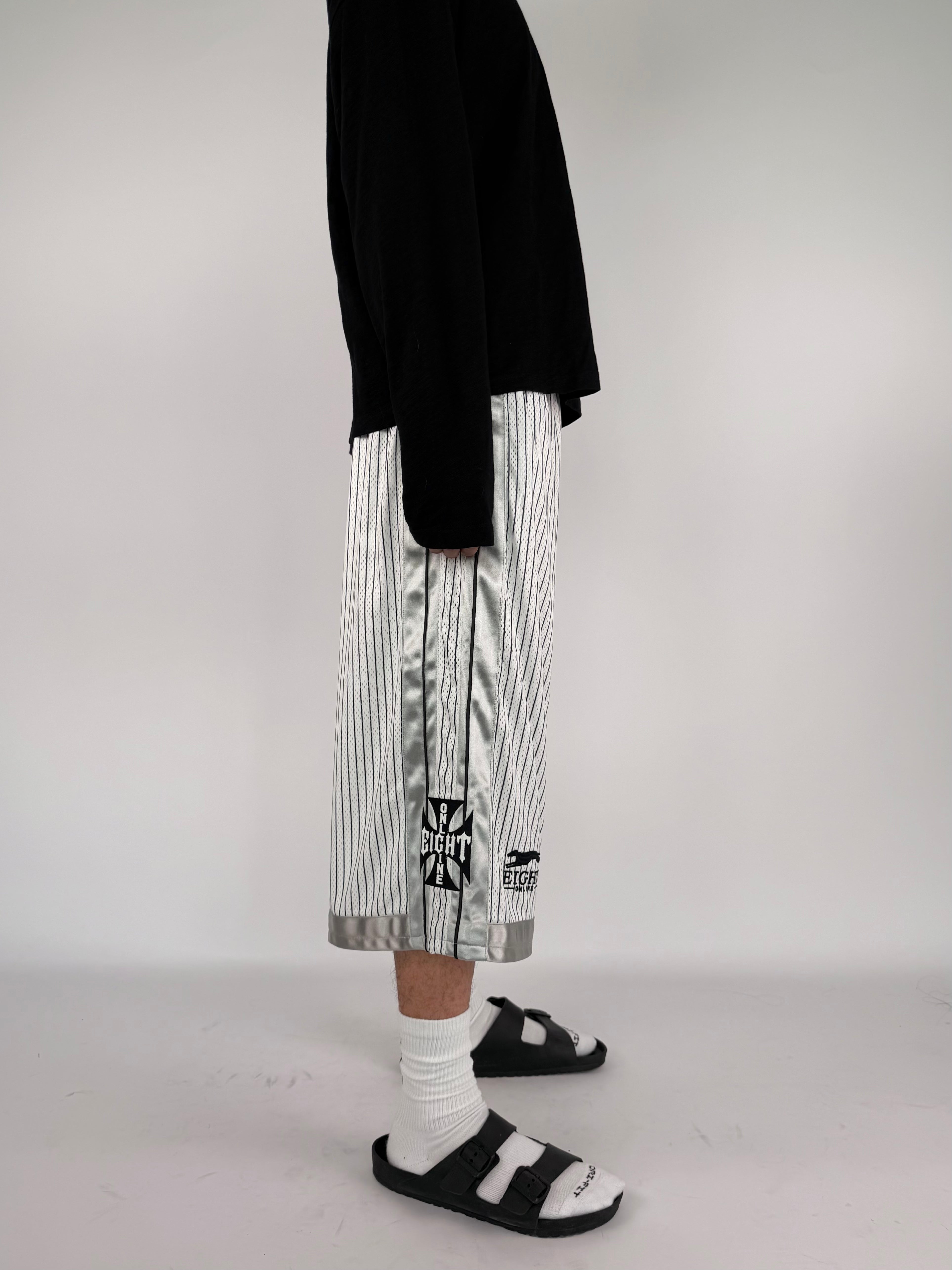 BAGGY PINSTRIPE MESH SHORTS