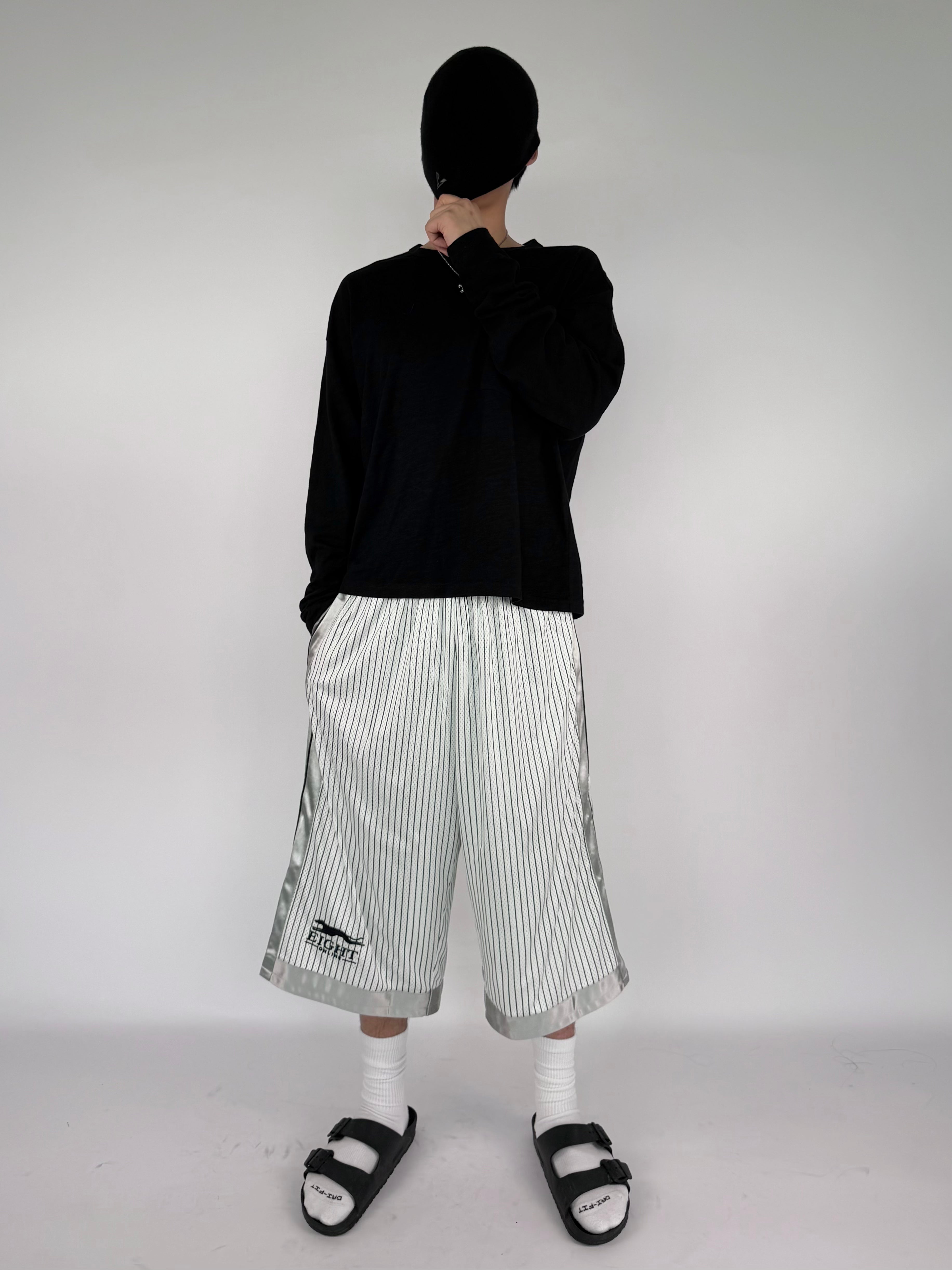 BAGGY PINSTRIPE MESH SHORTS