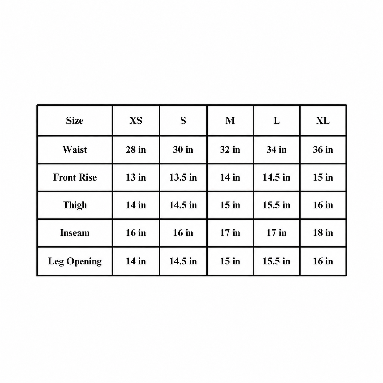 Size chart
