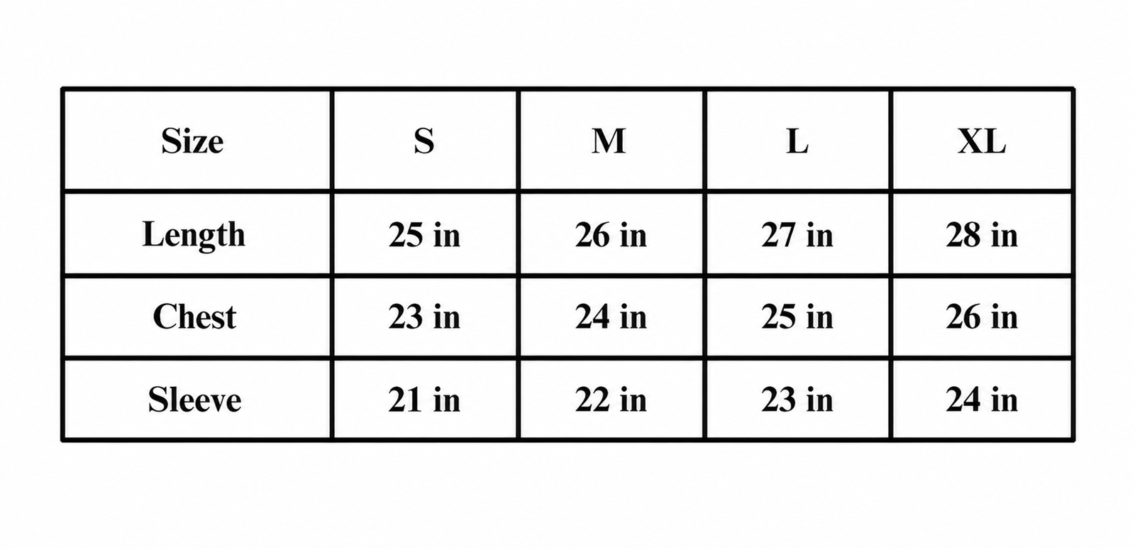 Size chart