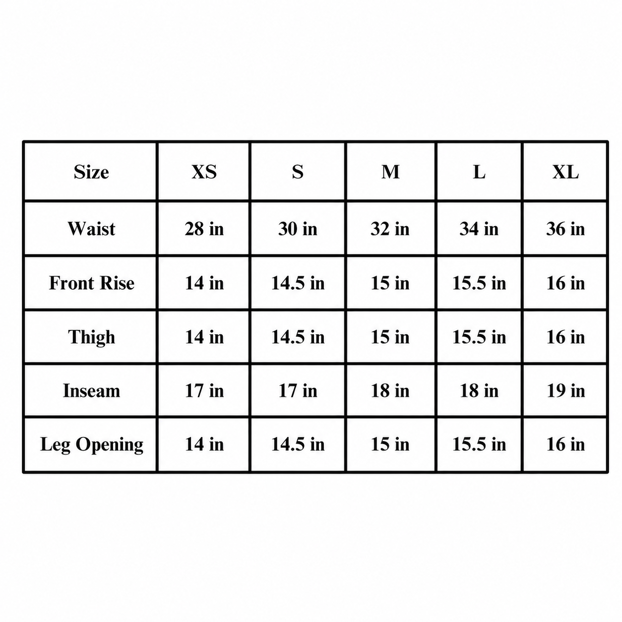 Size chart
