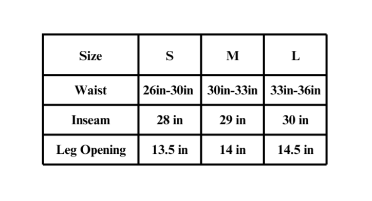 Size chart