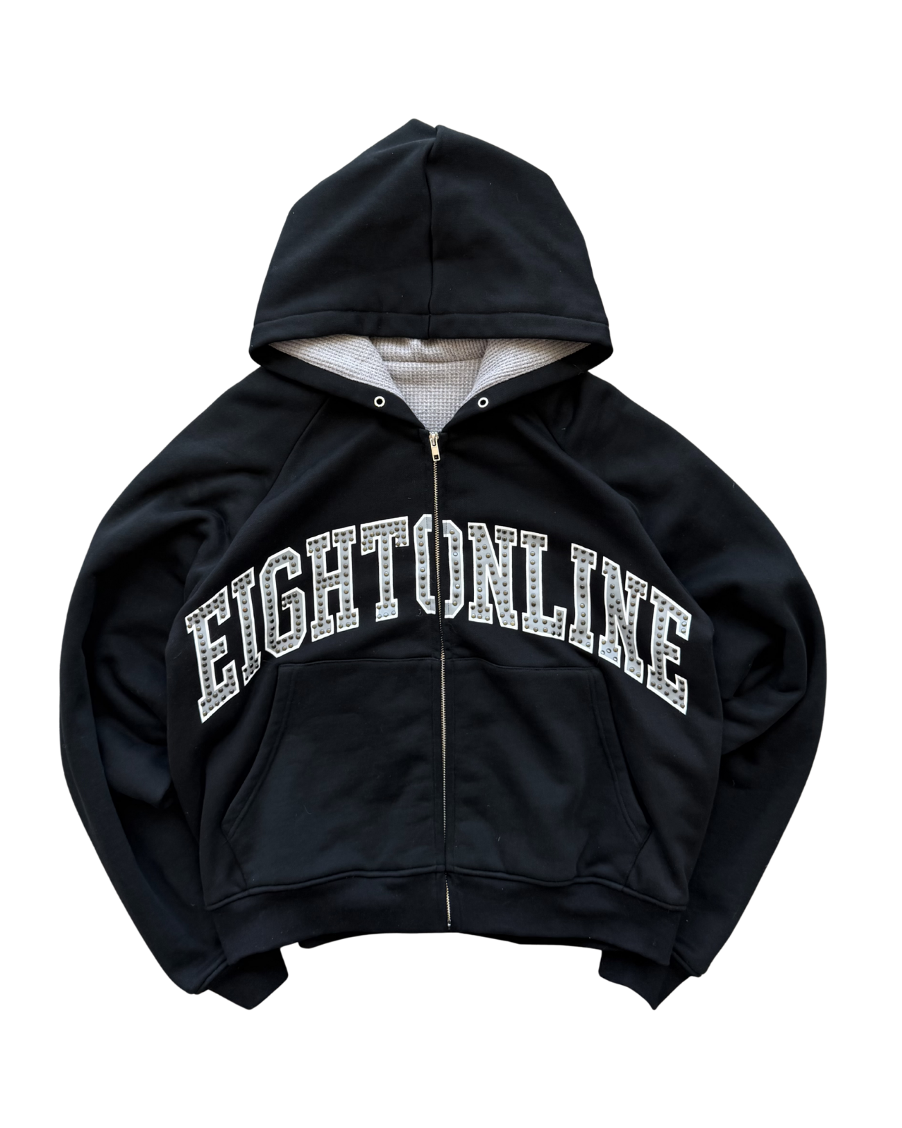 STUDDED LOGO ZIP-UP HOODIE – EIGHTONLINE