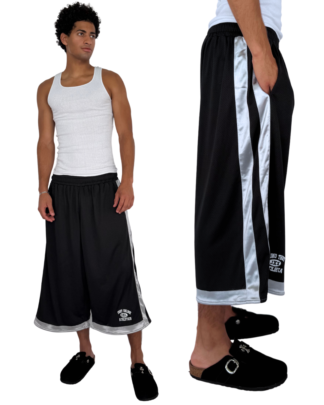 BAGGY BLACK MESH SHORTS