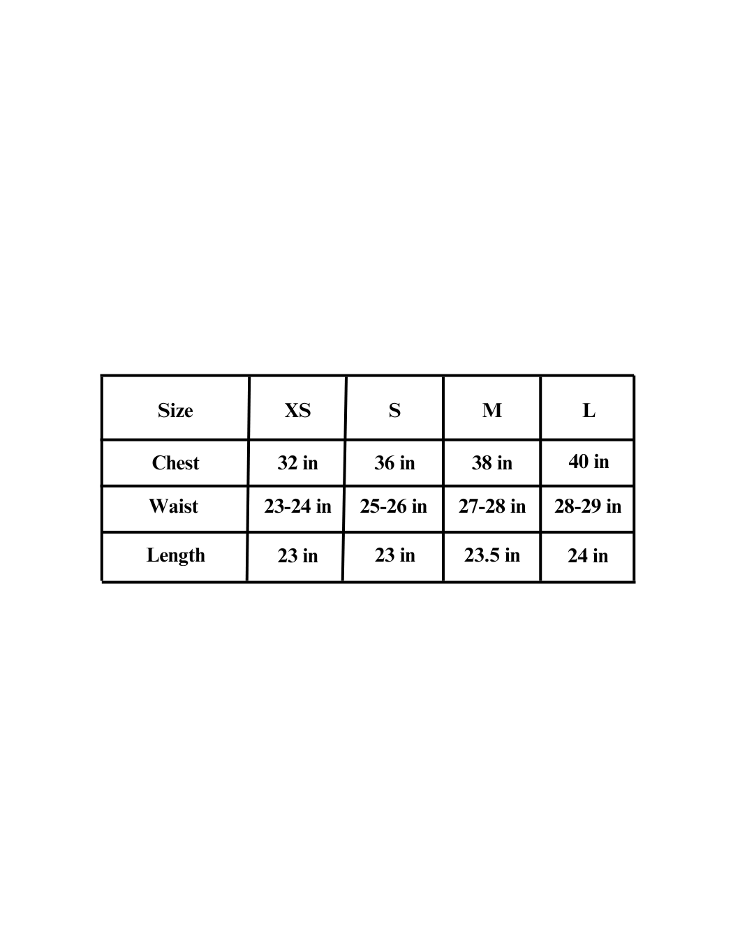 Size chart